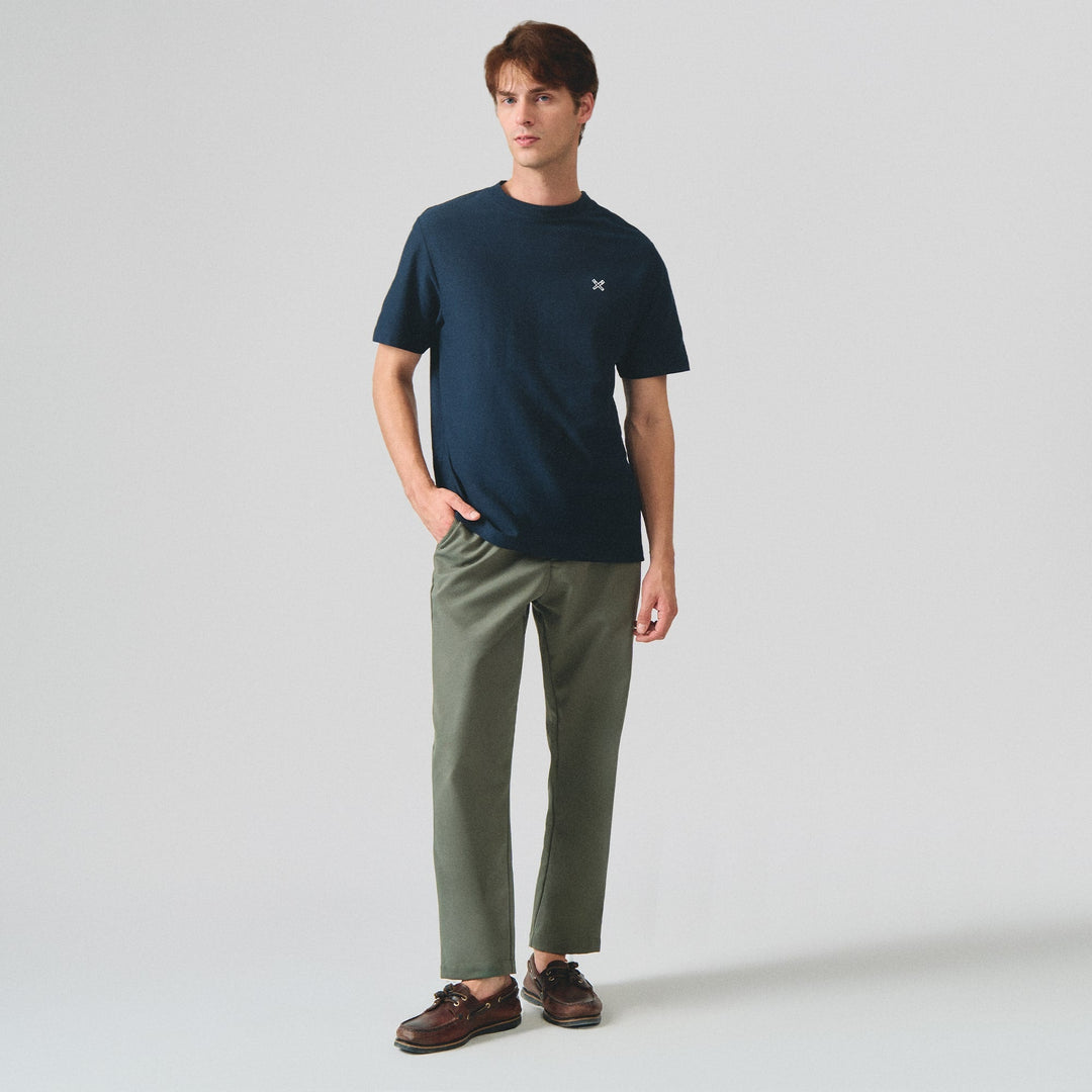 Regular Fit T-Shirt With Embossed Jacquard Neck Tipping