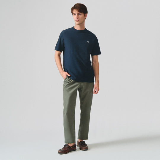 Regular Fit T-Shirt With Embossed Jacquard Neck Tipping