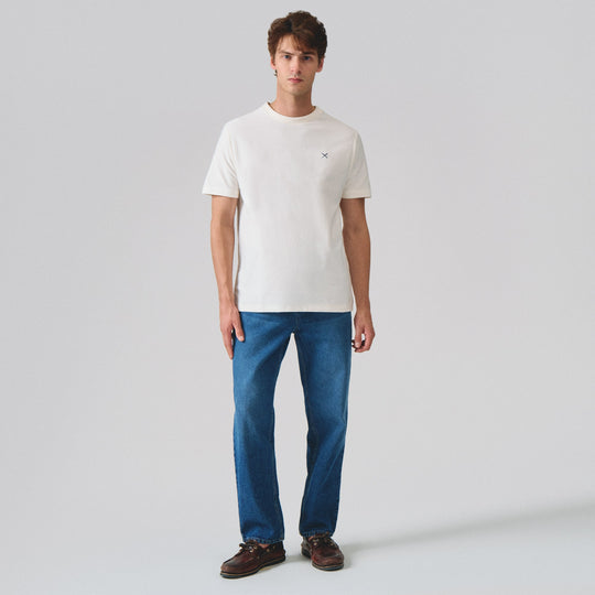 Regular Fit T-Shirt With Embossed Jacquard Neck Tipping