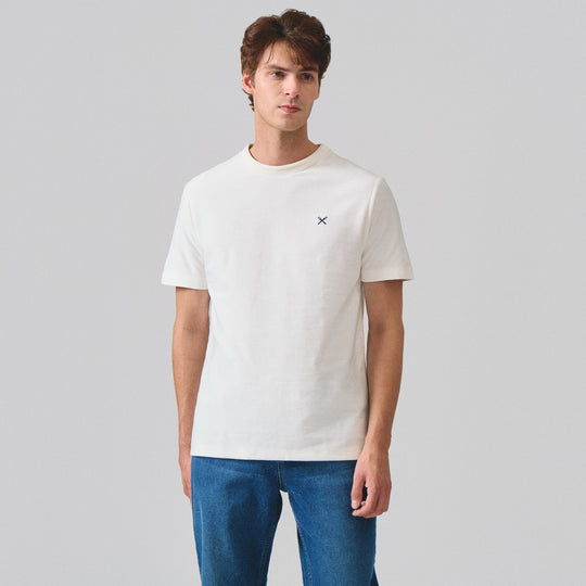 Regular Fit T-Shirt With Embossed Jacquard Neck Tipping