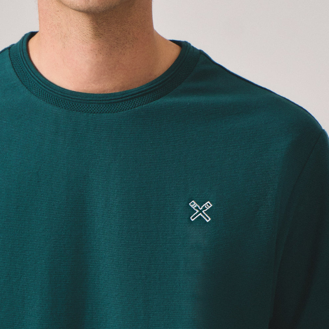 Regular Fit T-Shirt With Embossed Jacquard Neck Tipping