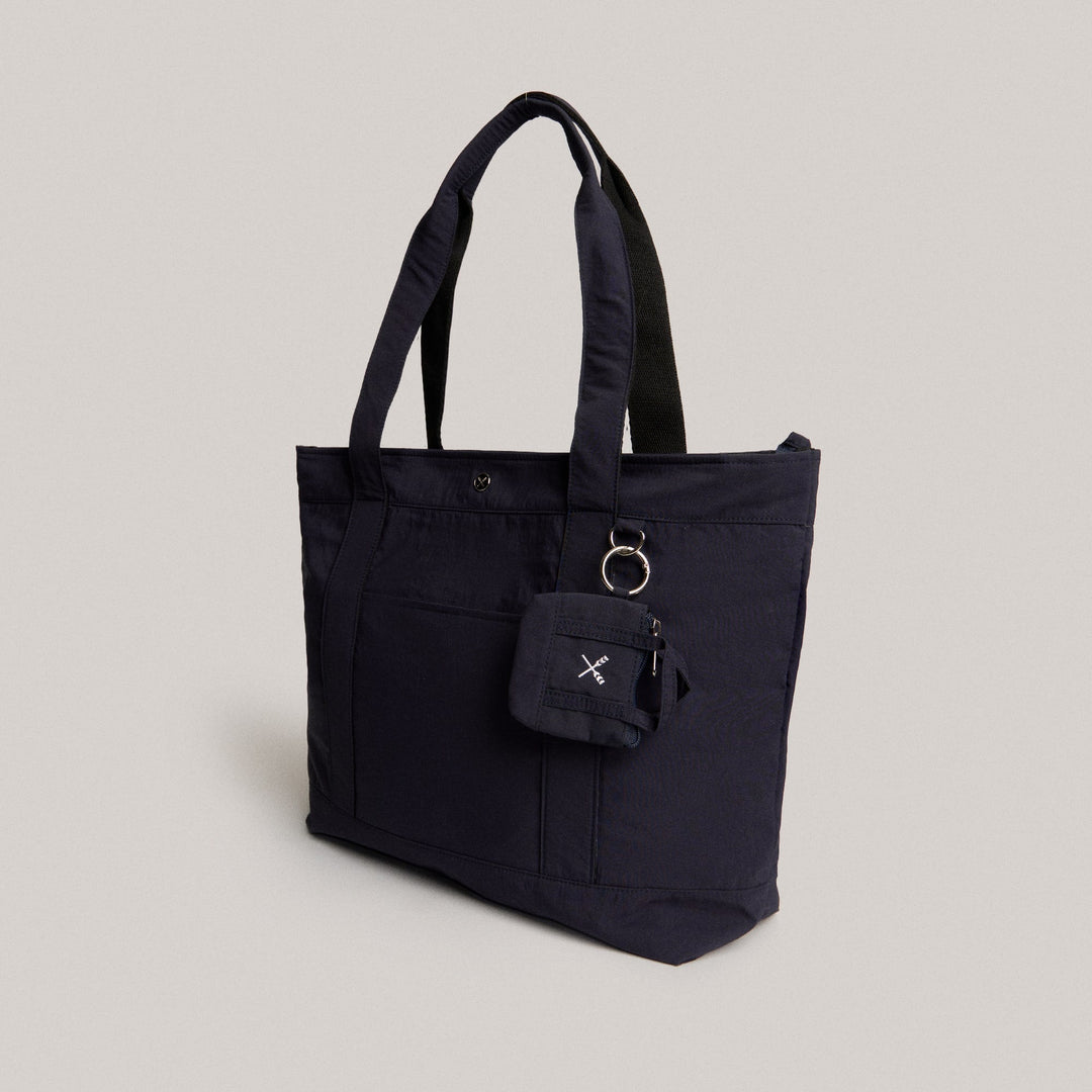 Crinkled Nylon Tote Bag With Mini Tote