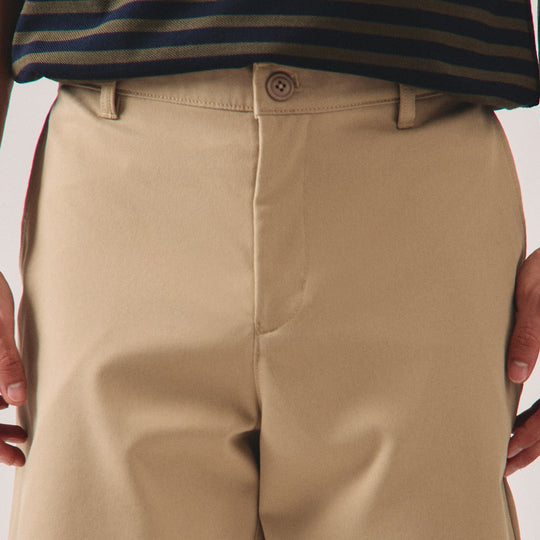Regular Fit Canvas Chinos With Elastic Back Waistband