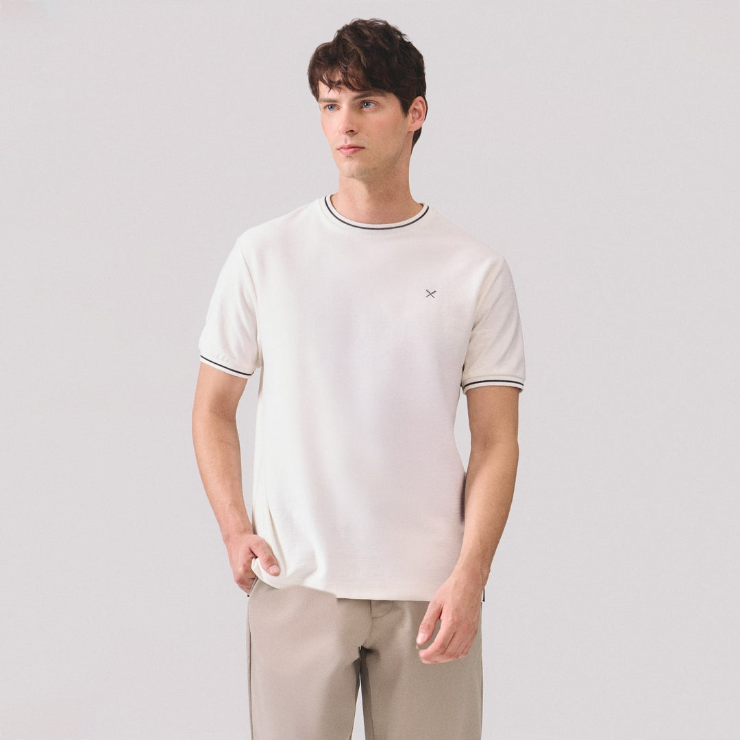 Regular Fit T-Shirt With Tipping Detail In Textured Knit