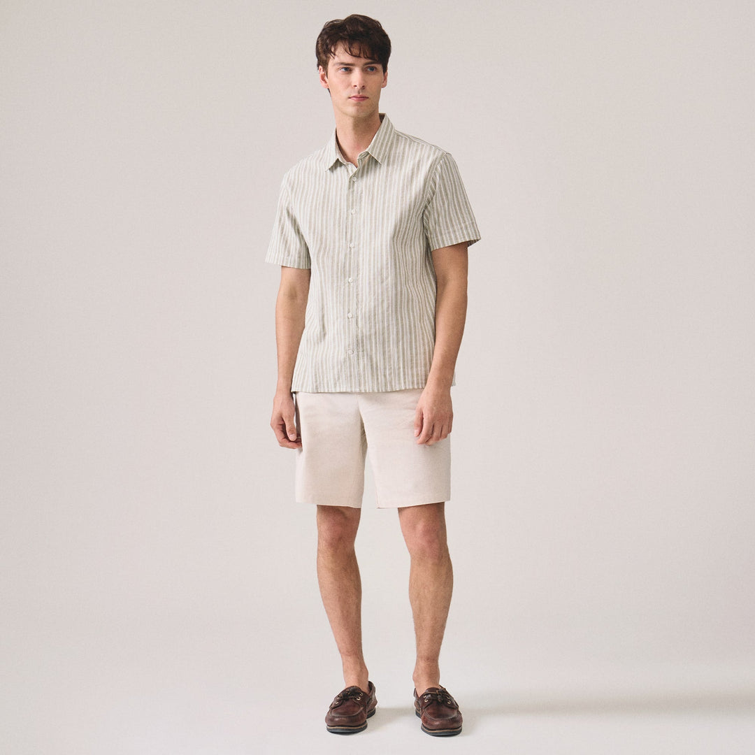 Textured Stripe Short Sleeves Shirt
