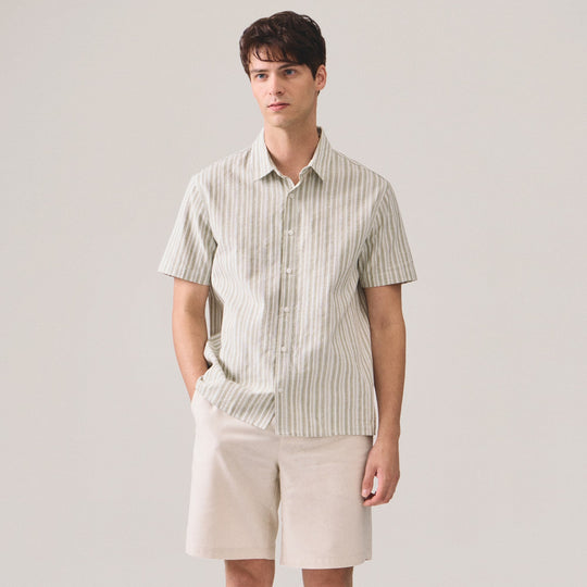 Textured Stripe Short Sleeves Shirt
