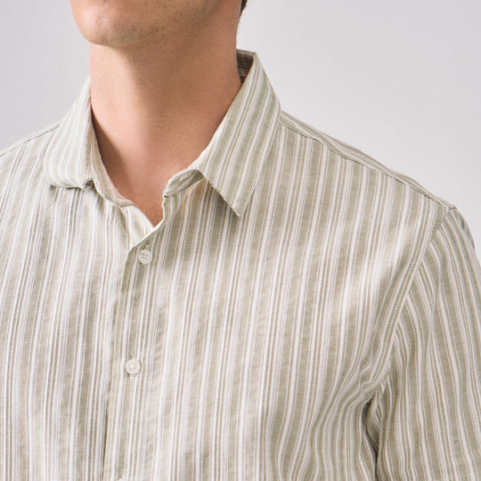 Textured Stripe Short Sleeves Shirt