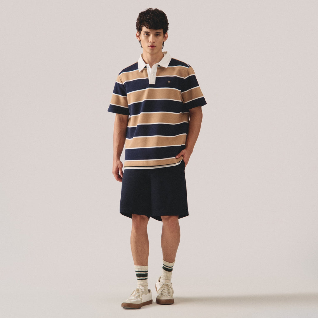 Relaxed Fit Rugby Striped Polo Shirt