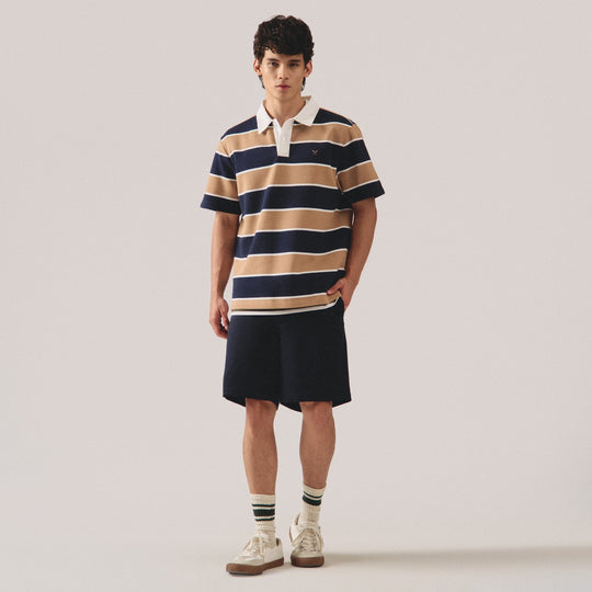 Relaxed Fit Rugby Striped Polo Shirt