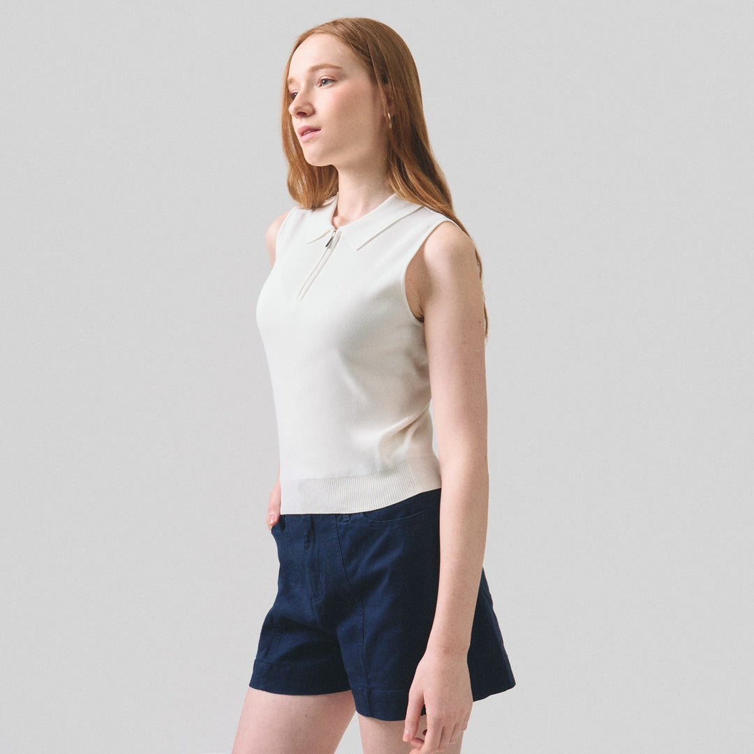 Half Zip Sleeveless Polo