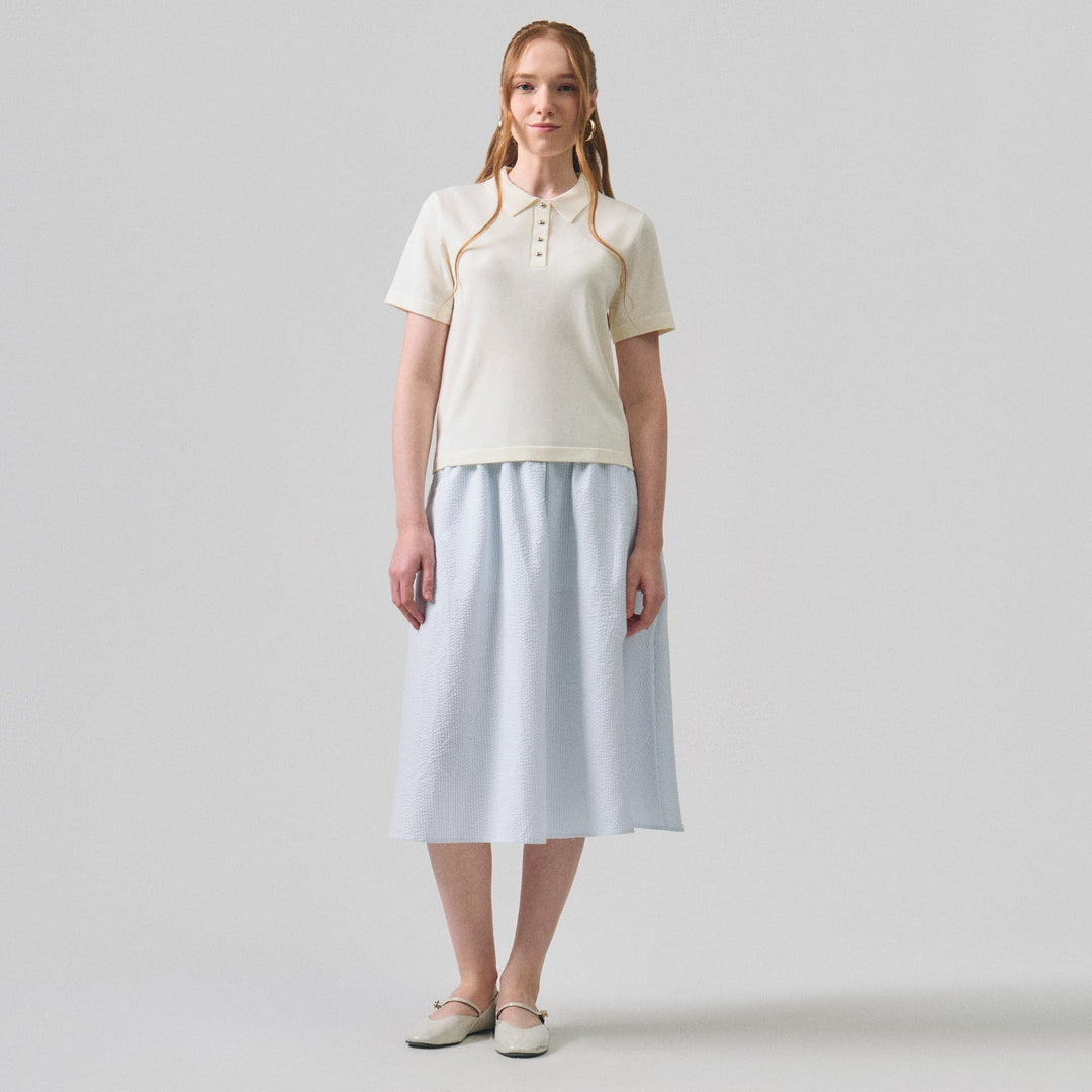 Flat Knit Polo With Shank Buttons