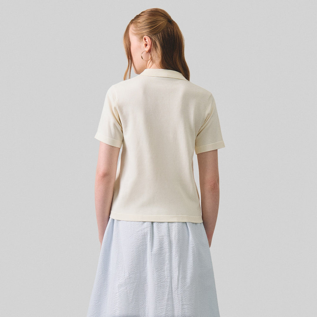 Flat Knit Polo With Shank Buttons
