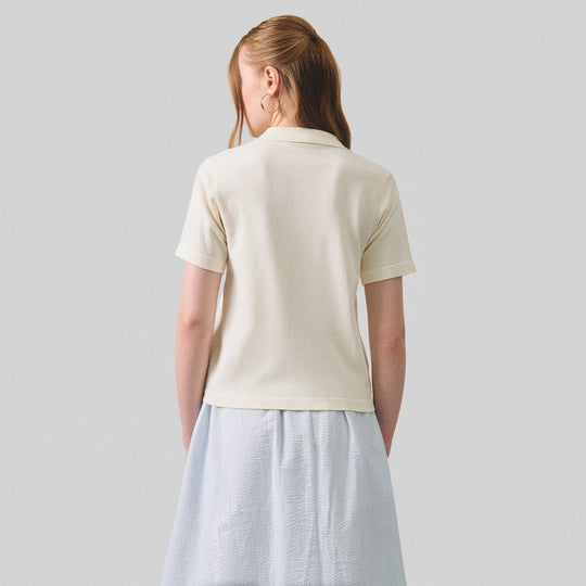 Flat Knit Polo With Shank Buttons