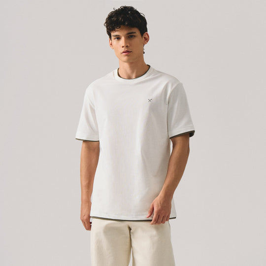 Regular Fit Two-Fer T-Shirt In Waffle Knit