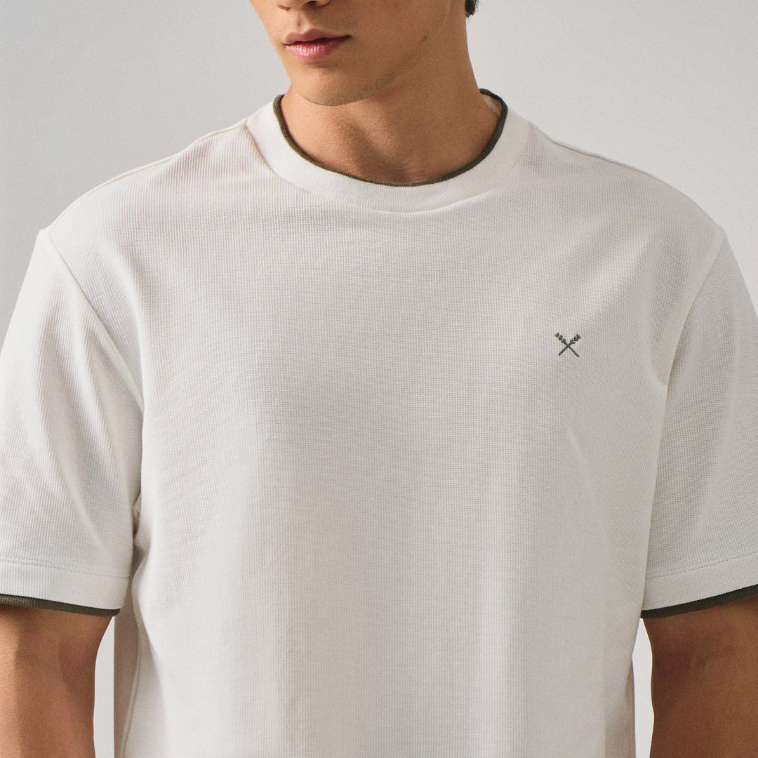 Regular Fit Two-Fer T-Shirt In Waffle Knit