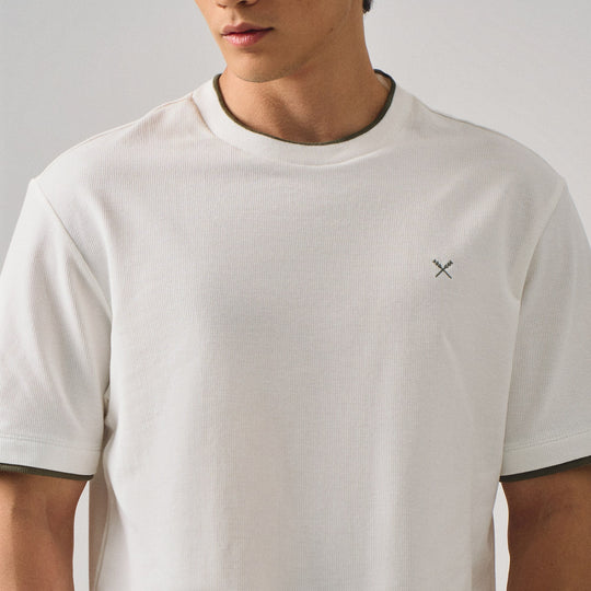Regular Fit Two-Fer T-Shirt In Waffle Knit