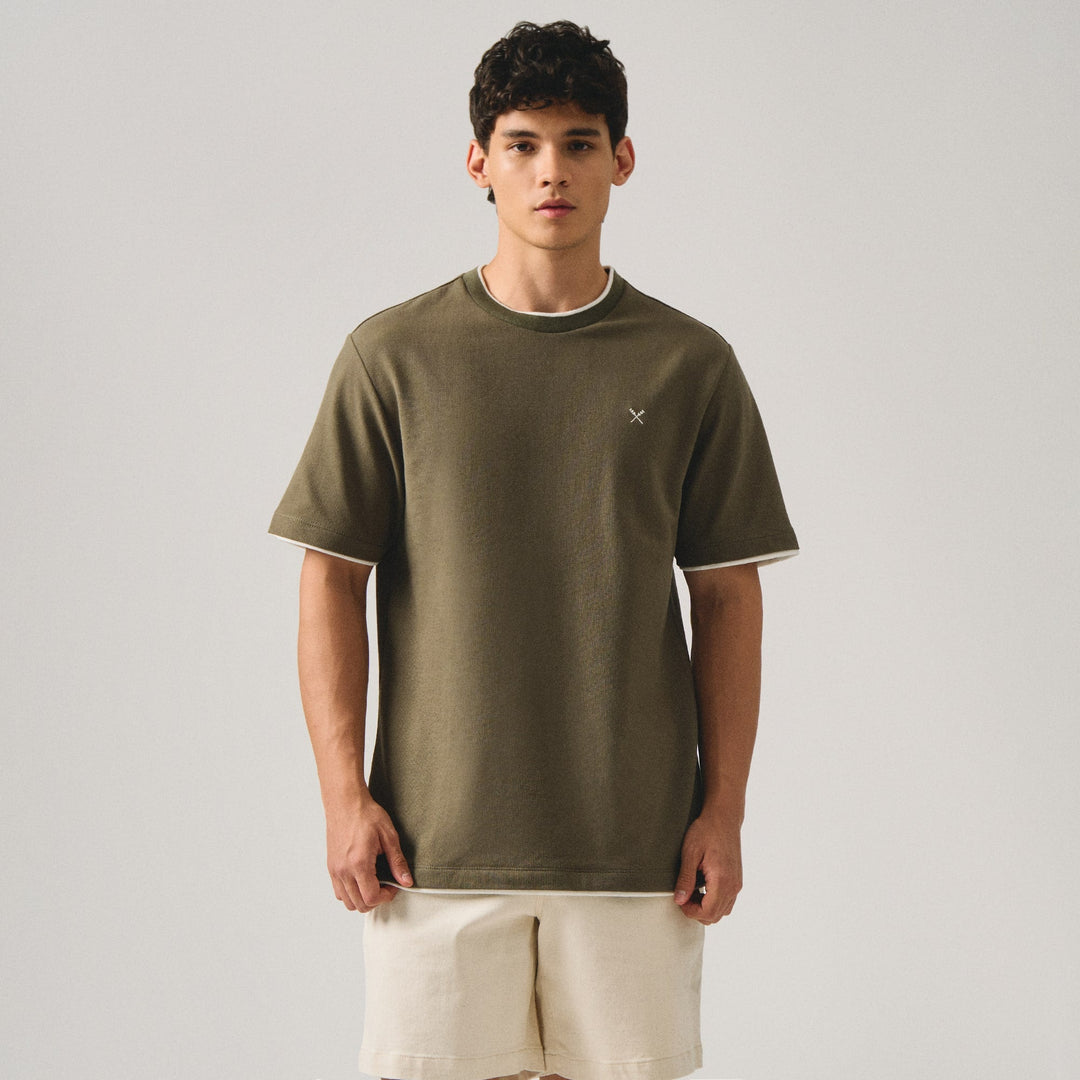 Regular Fit Two-Fer T-Shirt In Waffle Knit