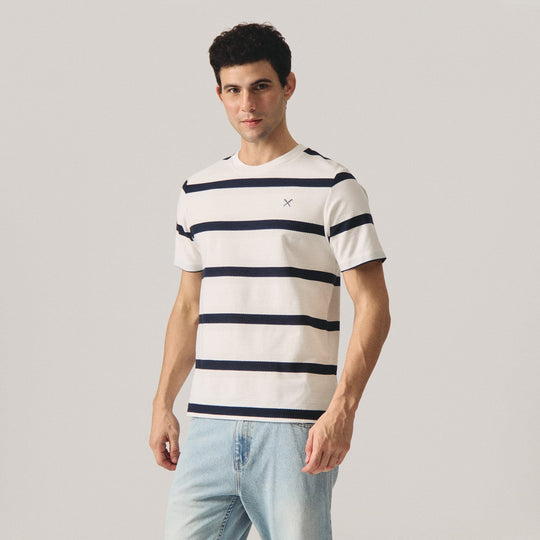 Regular Fit Embossed Stripe T-Shirt