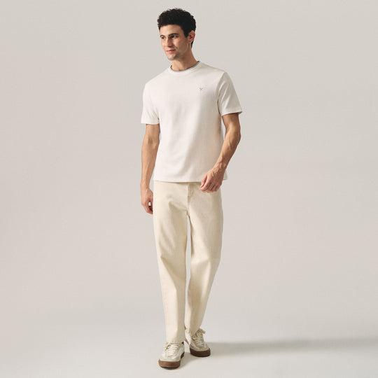 Regular Fit Tipped T-Shirt With Striped Neck Rib