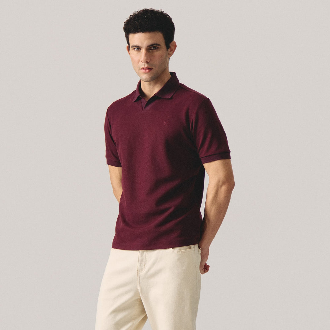 Regular Fit V-Placket Polo Shirt
