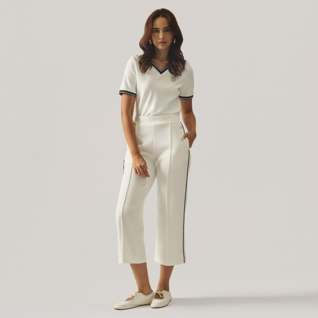 Knit Trousers With Piping Detail