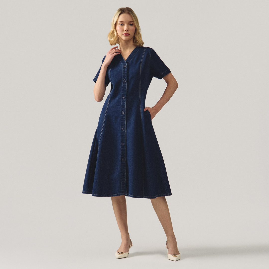 Denim Buttoned Dress