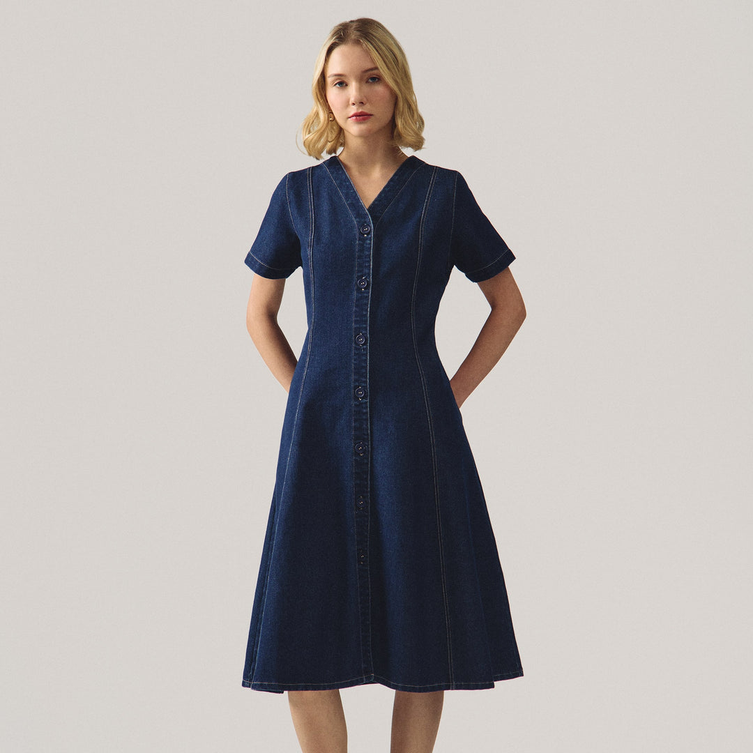 Denim Buttoned Dress