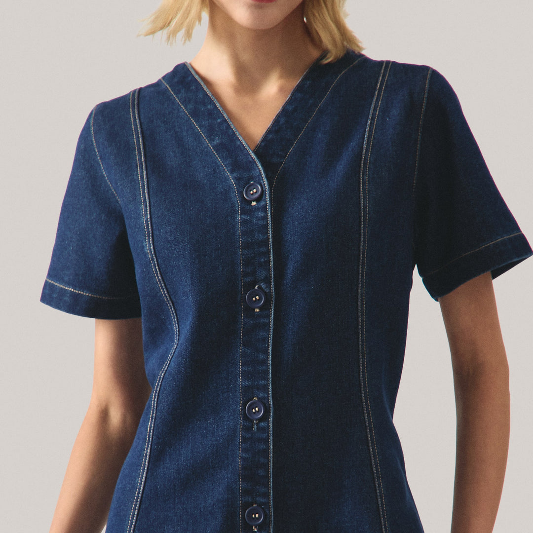 Denim Buttoned Dress