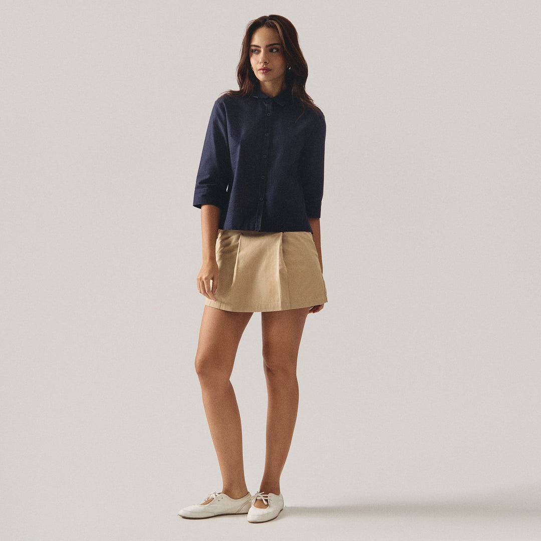 3/4" Sleeves Button-Down Shirt