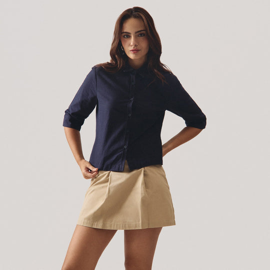 3/4" Sleeves Button-Down Shirt