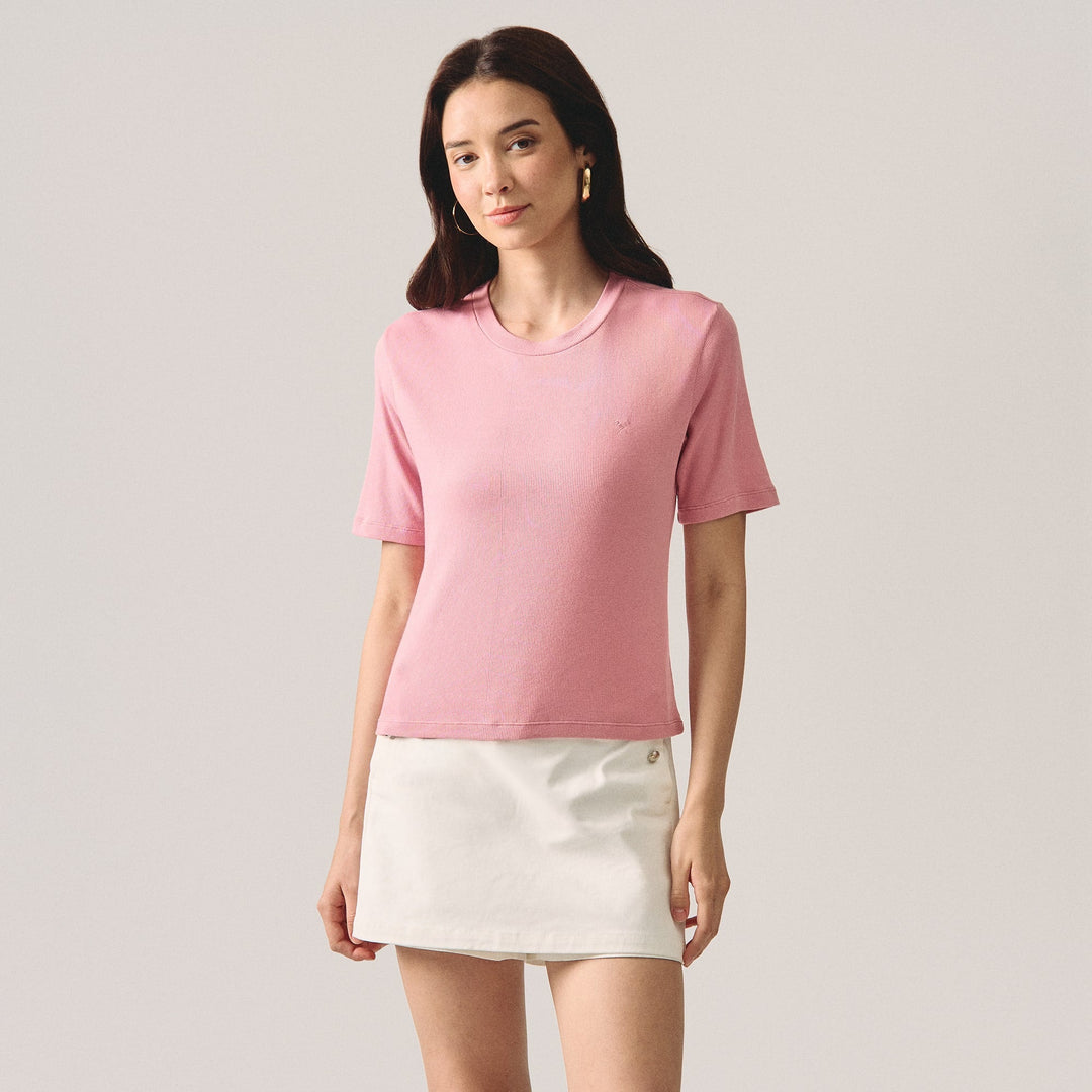 Round Neck Ribbed T-Shirt