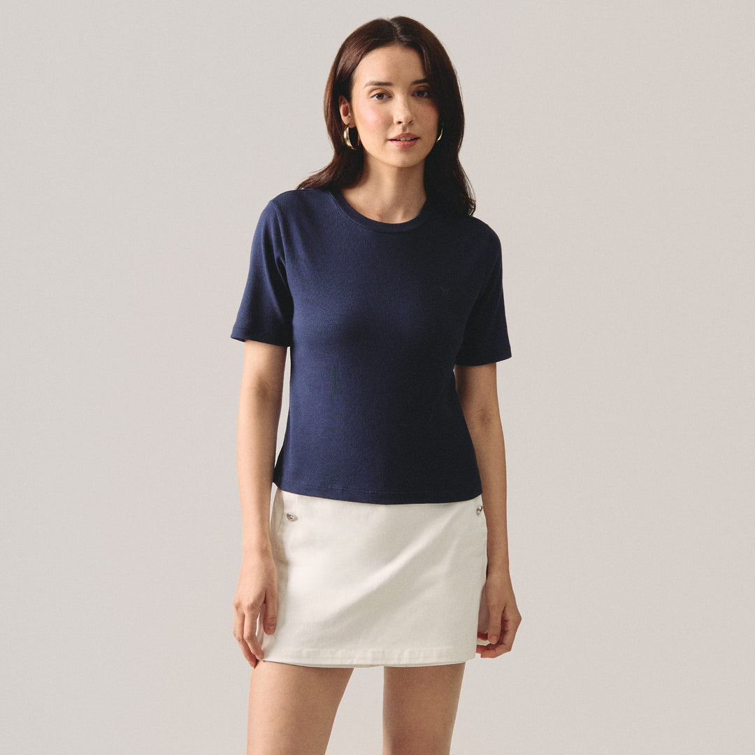 Round Neck Ribbed T-Shirt