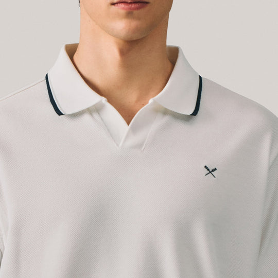 Regular Fit V-Placket Polo Shirt With Embossed & Contrast Tipping
