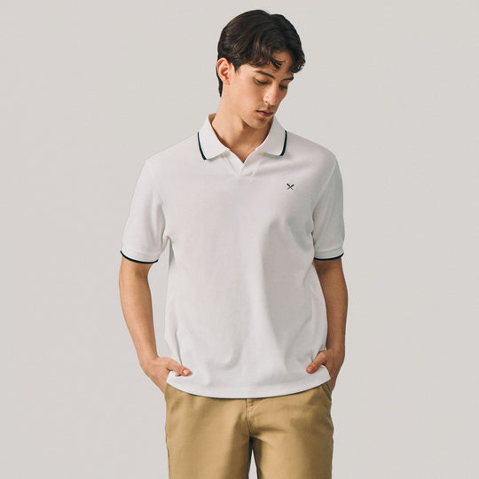 Regular Fit V-Placket Polo Shirt With Embossed & Contrast Tipping