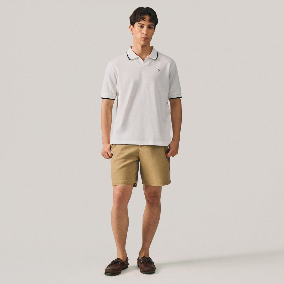 Regular Fit V-Placket Polo Shirt With Embossed & Contrast Tipping