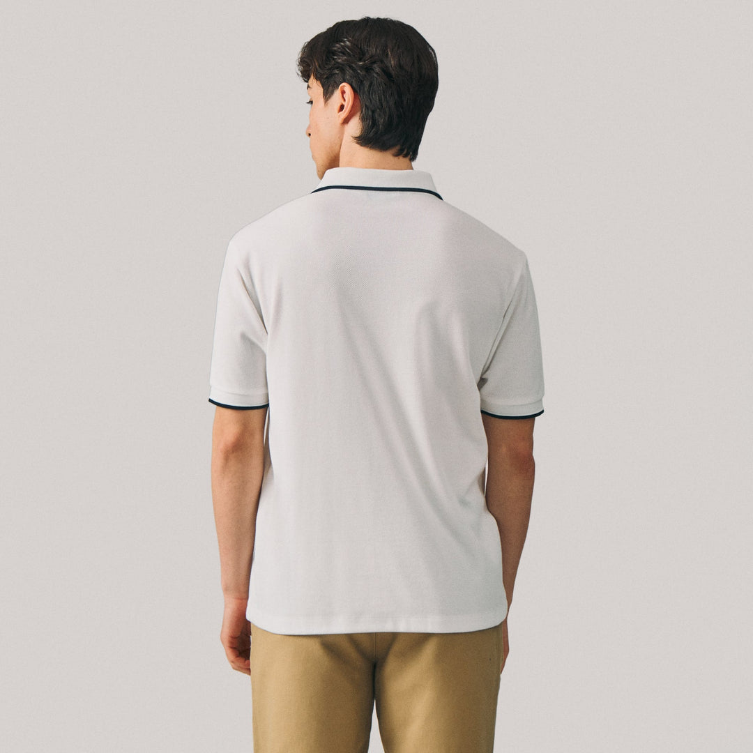 Regular Fit V-Placket Polo Shirt With Embossed & Contrast Tipping
