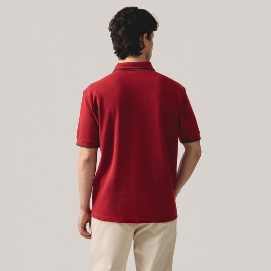 Regular Fit V-Placket Polo Shirt With Embossed & Contrast Tipping