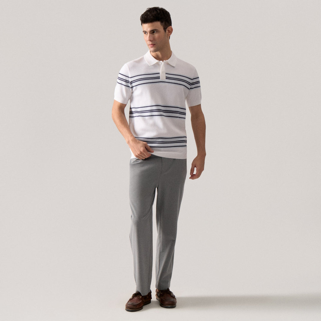 Regular Fit Striped Popcorn Polo Shirt