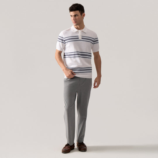 Regular Fit Striped Popcorn Polo Shirt