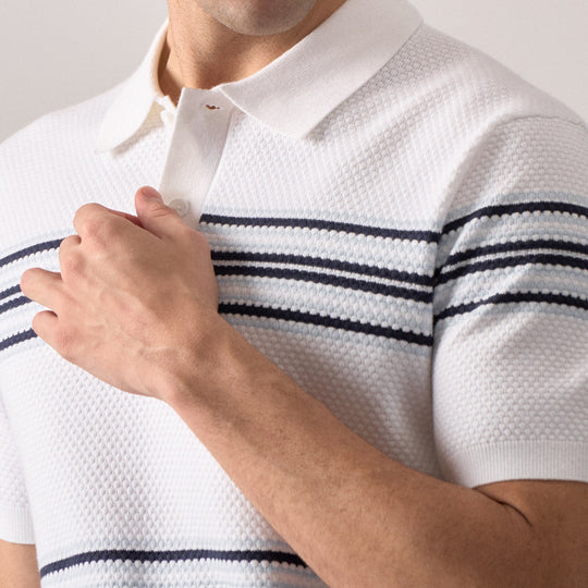 Regular Fit Striped Popcorn Polo Shirt