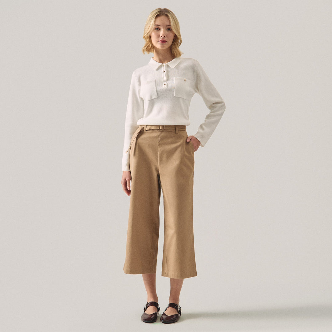 Culottes With Self Fabric Belt