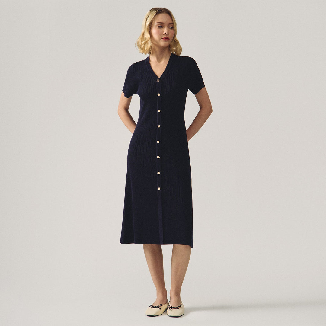Flat Knit Polo Dress