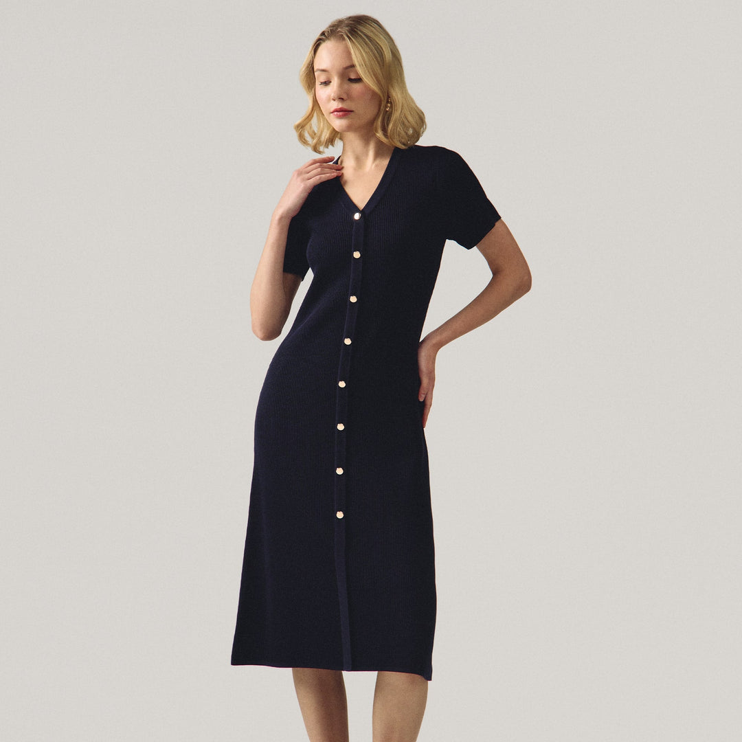 Flat Knit Polo Dress