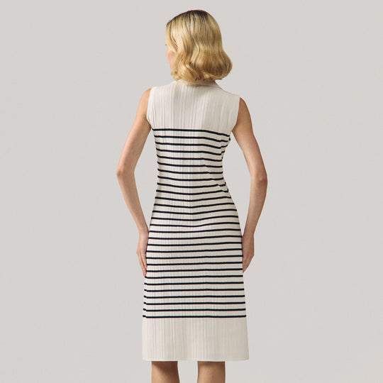 Striped Flat Knit Sleeveless Dress
