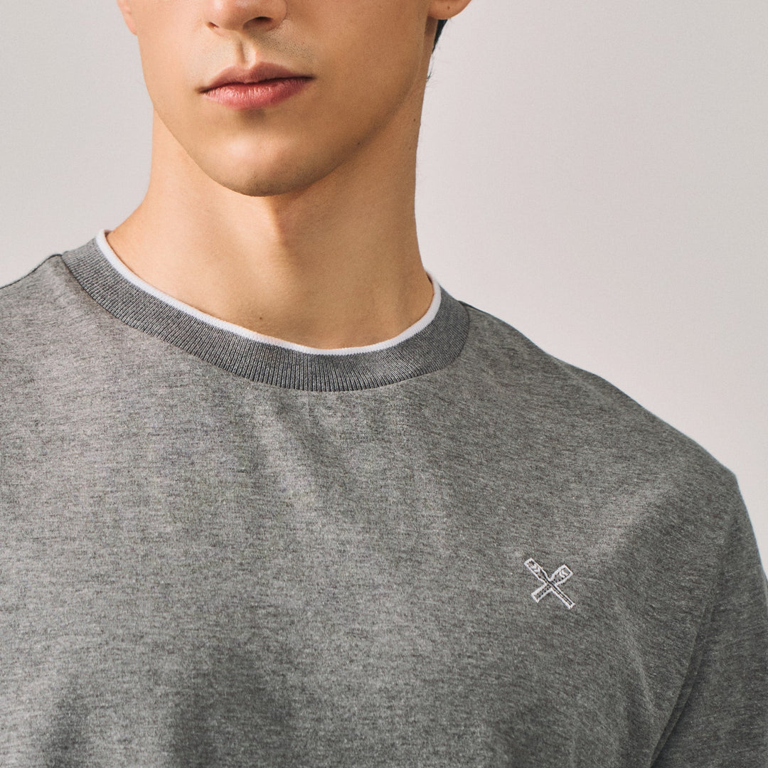 Regular Fit Basic T-Shirt With Contrast Tipping Detail In Single Jersey