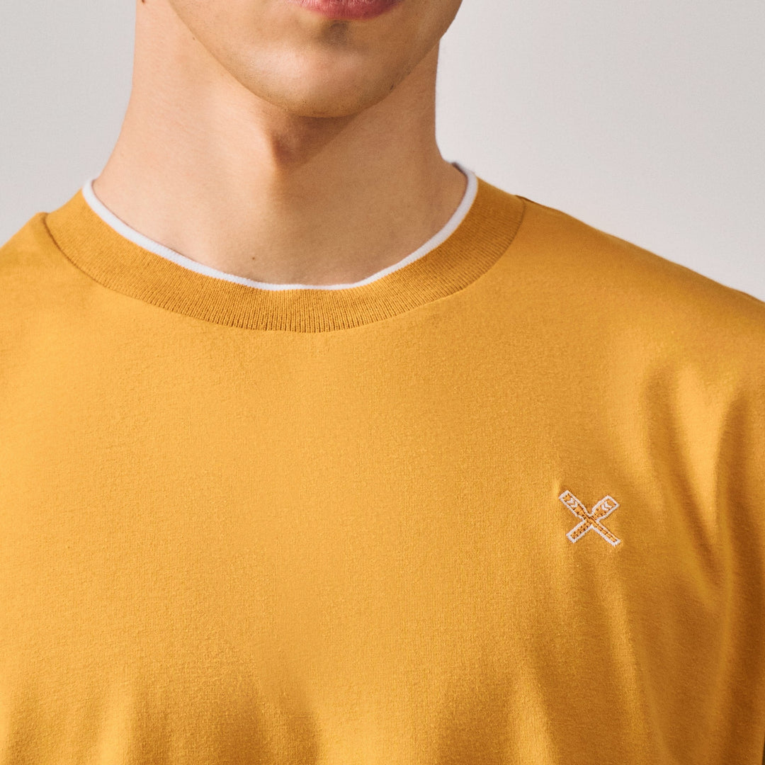 Regular Fit Basic T-Shirt With Contrast Tipping Detail In Single Jersey