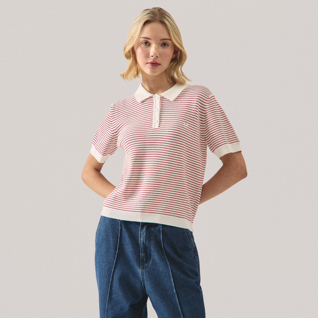 Textured Striped Polo
