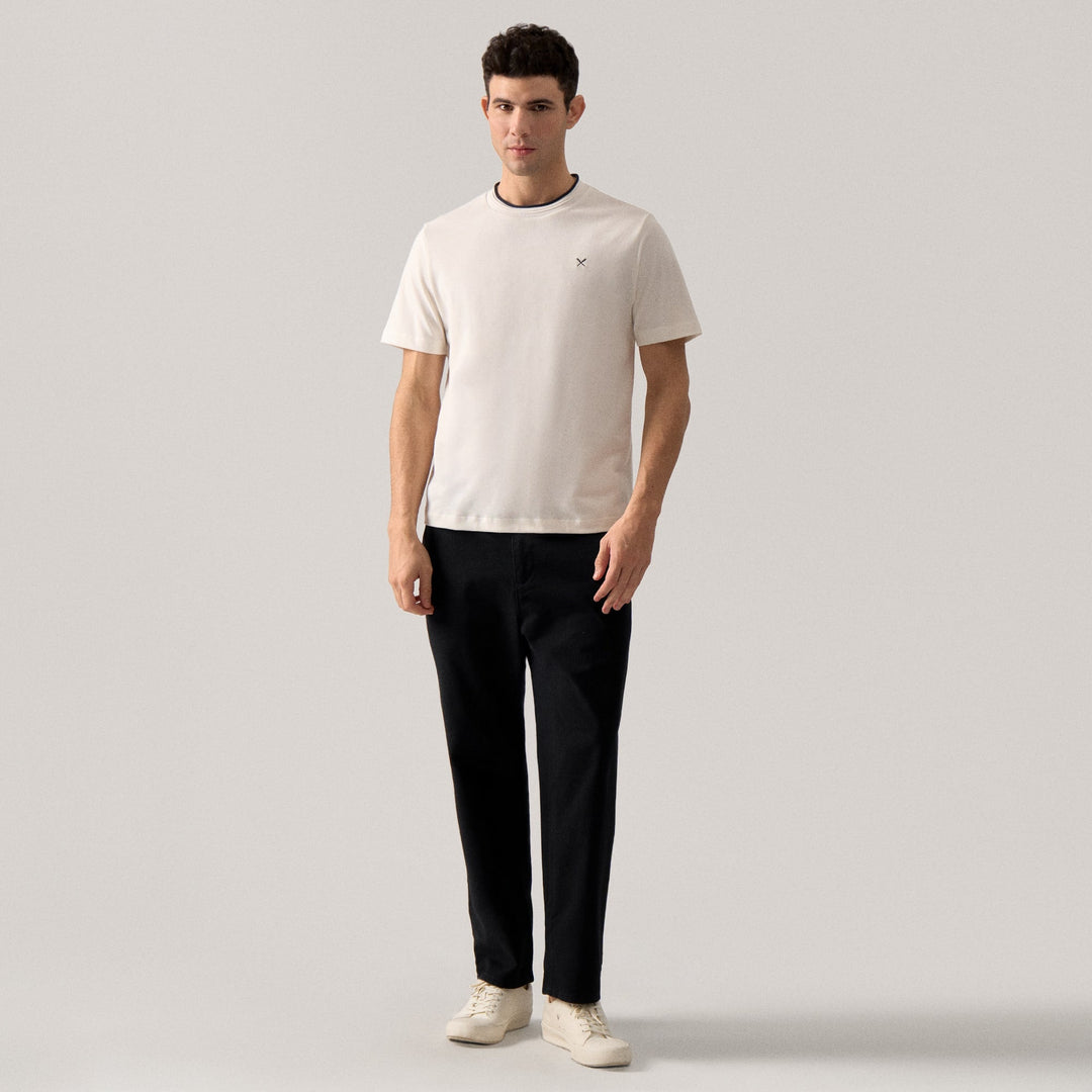 Regular Fit T-Shirt With Contrast Rolled Neck Band