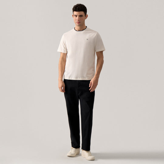 Regular Fit T-Shirt With Contrast Rolled Neck Band