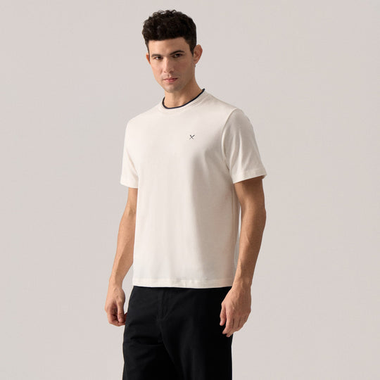 Regular Fit T-Shirt With Contrast Rolled Neck Band